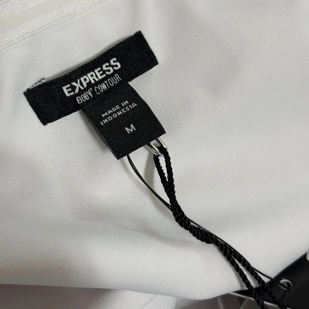 Express Body Contour Bodysuit White Sz M Halter Neck